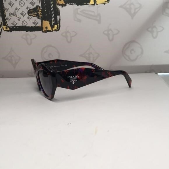 New Authentic Prada PR07YSF Women’s Sunglasses – Abstract Orange Frame / Violet - Picture 3 of 11